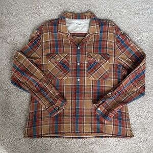 Alex Mill Kent Shirt Dark Khaki Plaid XL